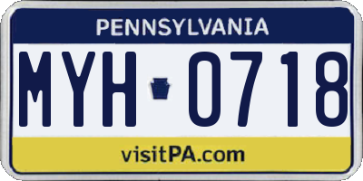 PA license plate MYH0718