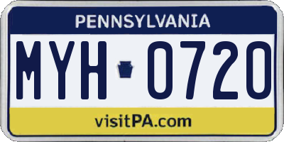 PA license plate MYH0720