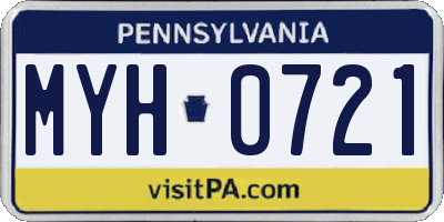 PA license plate MYH0721