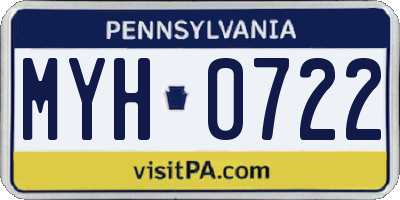 PA license plate MYH0722