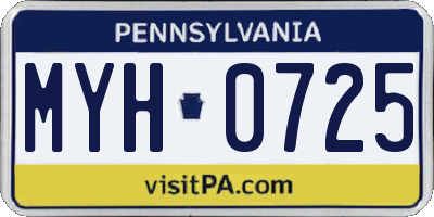 PA license plate MYH0725