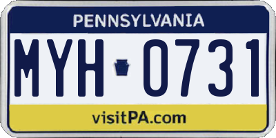 PA license plate MYH0731