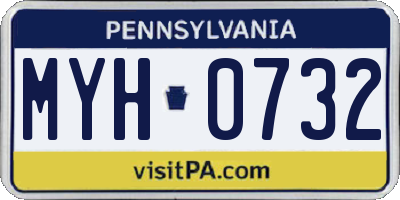 PA license plate MYH0732