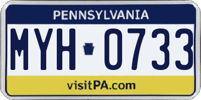 PA license plate MYH0733