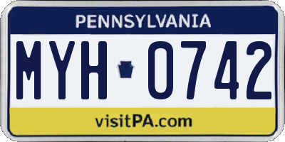 PA license plate MYH0742