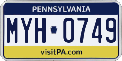 PA license plate MYH0749