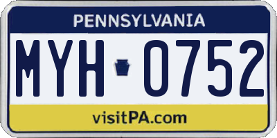 PA license plate MYH0752