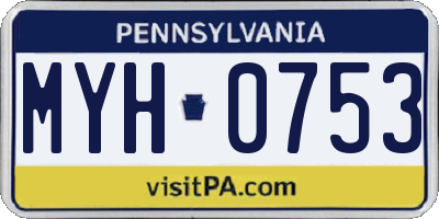 PA license plate MYH0753