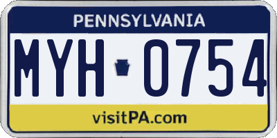 PA license plate MYH0754