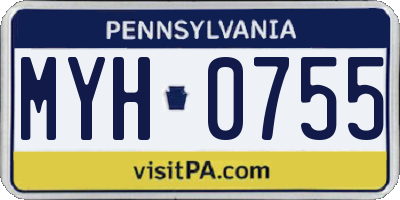 PA license plate MYH0755