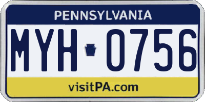 PA license plate MYH0756