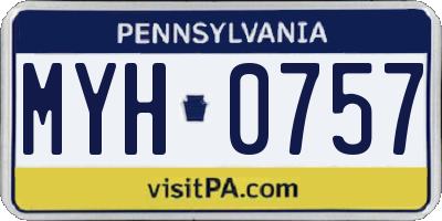 PA license plate MYH0757