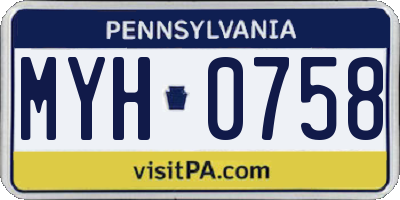 PA license plate MYH0758