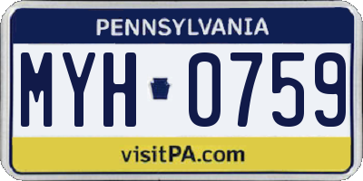 PA license plate MYH0759