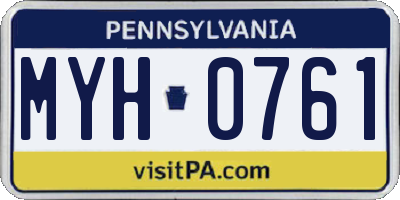 PA license plate MYH0761