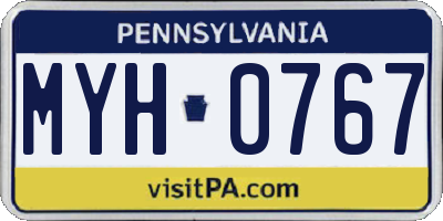 PA license plate MYH0767