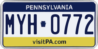 PA license plate MYH0772