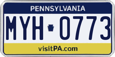 PA license plate MYH0773