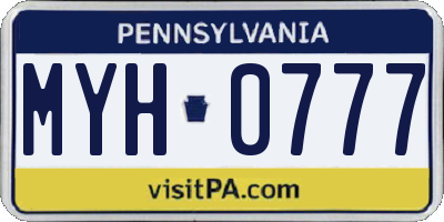 PA license plate MYH0777