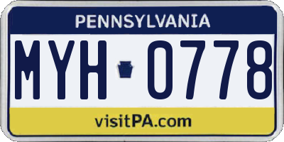 PA license plate MYH0778