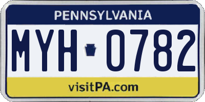 PA license plate MYH0782