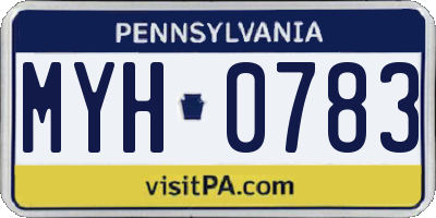 PA license plate MYH0783