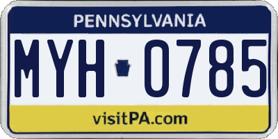 PA license plate MYH0785