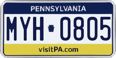PA license plate MYH0805