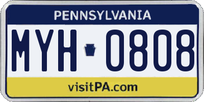 PA license plate MYH0808