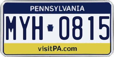PA license plate MYH0815