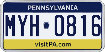 PA license plate MYH0816