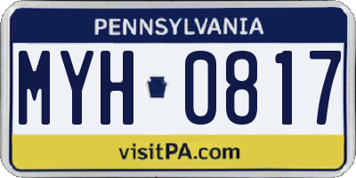 PA license plate MYH0817