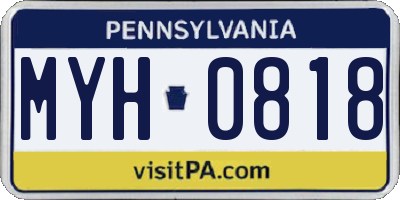 PA license plate MYH0818