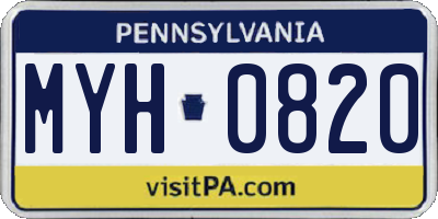 PA license plate MYH0820