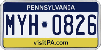 PA license plate MYH0826
