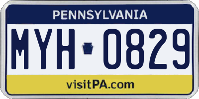 PA license plate MYH0829