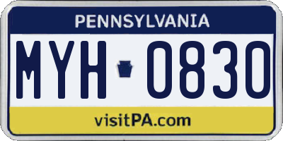 PA license plate MYH0830