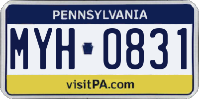 PA license plate MYH0831