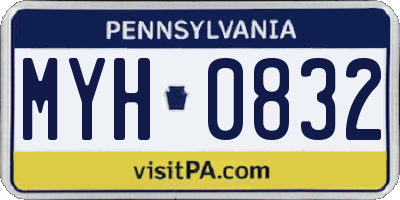 PA license plate MYH0832