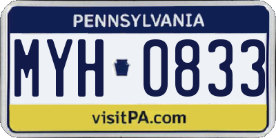PA license plate MYH0833