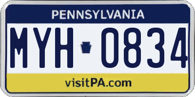 PA license plate MYH0834