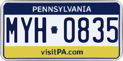 PA license plate MYH0835