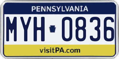 PA license plate MYH0836