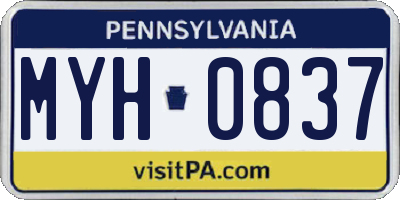 PA license plate MYH0837