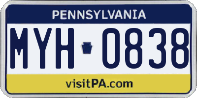 PA license plate MYH0838