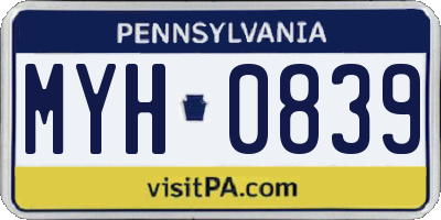 PA license plate MYH0839
