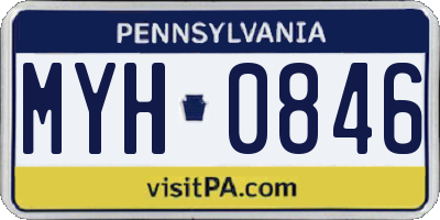 PA license plate MYH0846