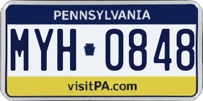 PA license plate MYH0848