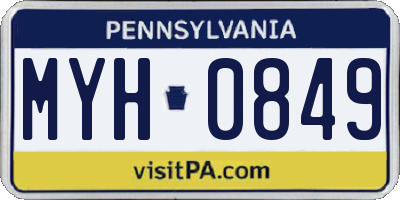 PA license plate MYH0849