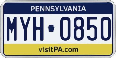 PA license plate MYH0850
